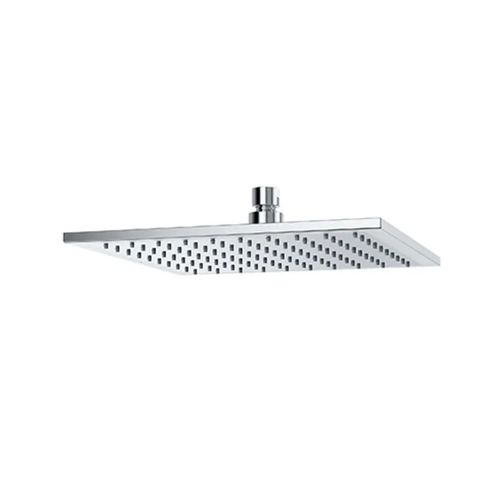 Glänzende, quadratische Dusche von Kludi mit flacher Oberfläche und gleichmäßiger Düsenanordnung. Geeignet für die Montage an der Decke oder Wand.